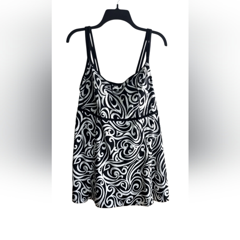 Longitude Womens Black And White Swim Dress